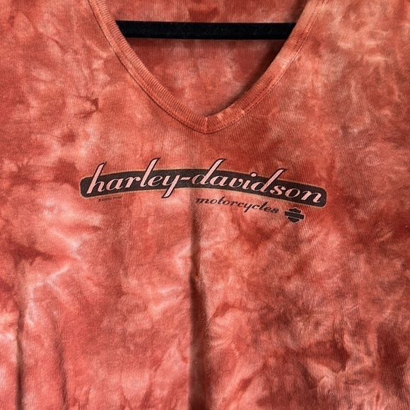 Vintage Harley Davidson Cowgirl Wyoming Quarter Sleeve V Neck Top 2000 Y2K - Picture 2 of 5